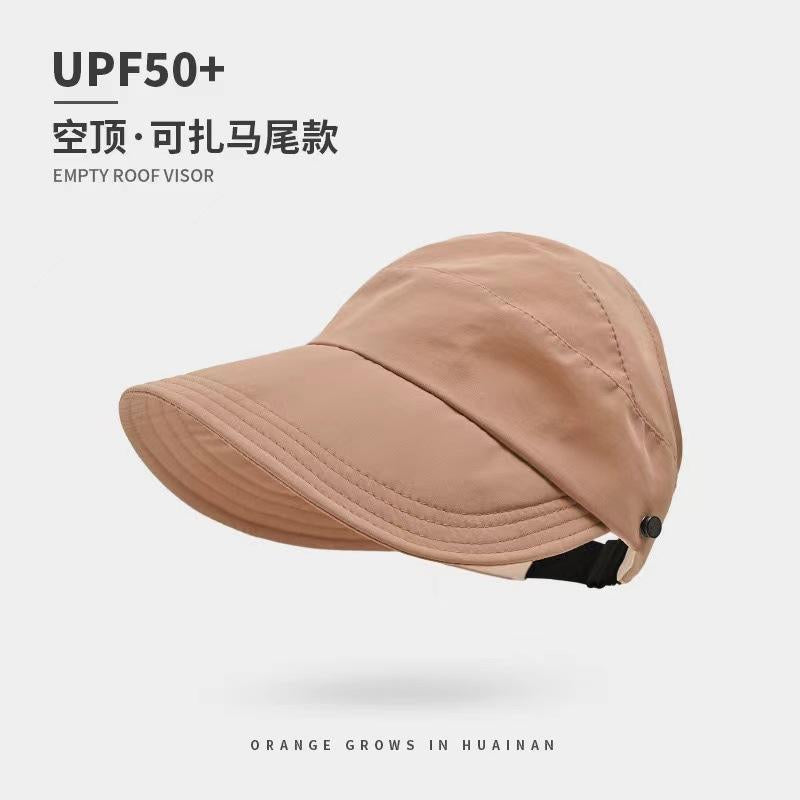 Wide Brim Adjustable Women's Sun Hat - Foldable Outdoor Beach Bucket Hat with UV Protection and Ponytail Design