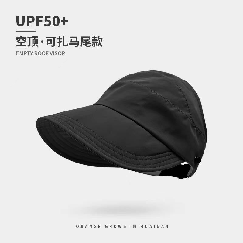Wide Brim Adjustable Women's Sun Hat - Foldable Outdoor Beach Bucket Hat with UV Protection and Ponytail Design