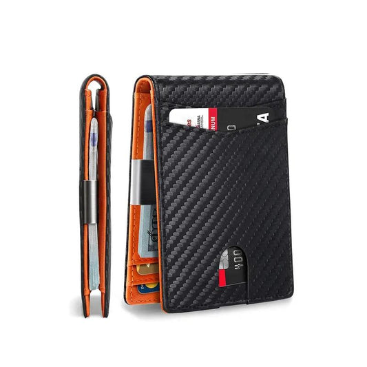 Carbon Fiber Ultra-Thin Men'S Wallet,11 Card Slots Anti-Scan RFID Shielding Design | Leather Business Wallet | Men'S Gift，Ultra-Thin RFID Anti-Theft Wallet，Mens Leather Wallet
