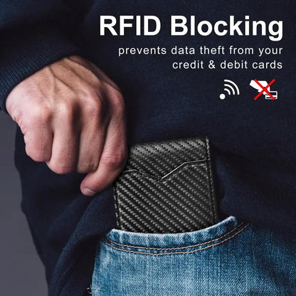 Carbon Fiber Ultra-Thin Men'S Wallet,11 Card Slots Anti-Scan RFID Shielding Design | Leather Business Wallet | Men'S Gift，Ultra-Thin RFID Anti-Theft Wallet，Mens Leather Wallet