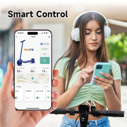 Smart E-Scooter for Adults 500W Motor Battery 25 MPH Max Speed 10Inch Solid Tires 36V 10.5Ah 35/45 Max Range Charge Time 6/7H Foldable E-Scooter with App Control & Disc Braking System for Smart APP Control Folding Neon Electric Guide Kick All-Terrain