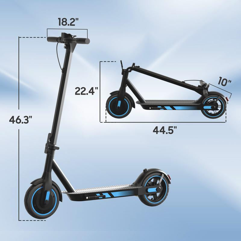 Smart E-Scooter for Adults 500W Motor Battery 25 MPH Max Speed 10Inch Solid Tires 36V 10.5Ah 35/45 Max Range Charge Time 6/7H Foldable E-Scooter with App Control & Disc Braking System for Smart APP Control Folding Neon Electric Guide Kick All-Terrain