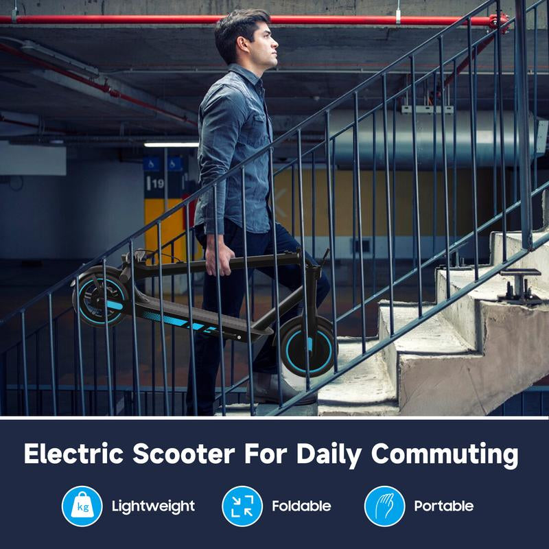 Smart E-Scooter for Adults 500W Motor Battery 25 MPH Max Speed 10Inch Solid Tires 36V 10.5Ah 35/45 Max Range Charge Time 6/7H Foldable E-Scooter with App Control & Disc Braking System for Smart APP Control Folding Neon Electric Guide Kick All-Terrain
