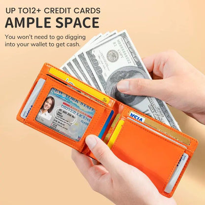 Carbon Fiber Ultra-Thin Men'S Wallet,11 Card Slots Anti-Scan RFID Shielding Design | Leather Business Wallet | Men'S Gift，Ultra-Thin RFID Anti-Theft Wallet，Mens Leather Wallet